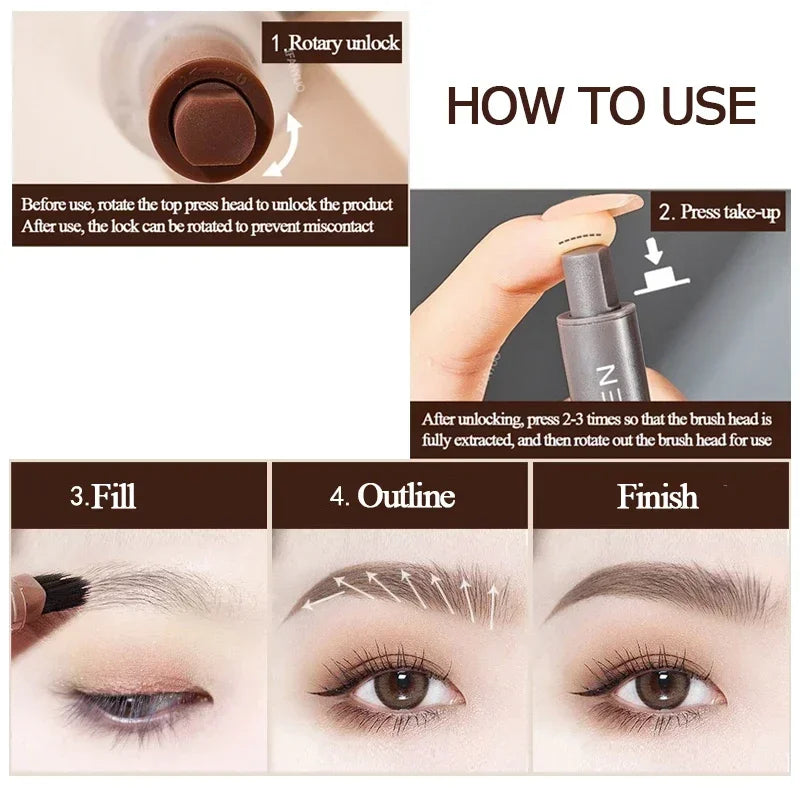 3D Dye Eyebrow Pencil Hairline Anti-smudge Waterproof Lasting Black Brown Brows Large Brush Natural Wild Eyebrow Enhancers Cream