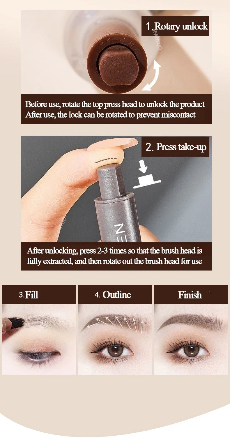 3D Dye Eyebrow Pencil Hairline Anti-smudge Waterproof Lasting Black Brown Brows Large Brush Natural Wild Eyebrow Enhancers Cream