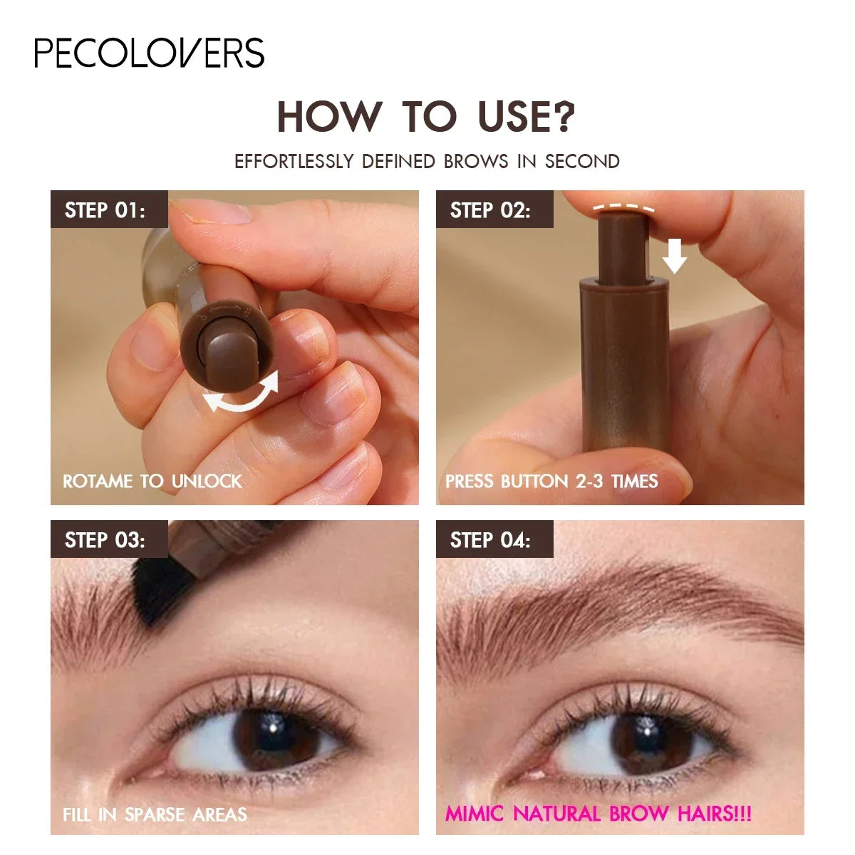 1PC Eyebrow Gel Pen with Angled Brush - Quick-Dry, Long-Lasting, Natural Shaping & Filling for All Skin Types, Waterproof