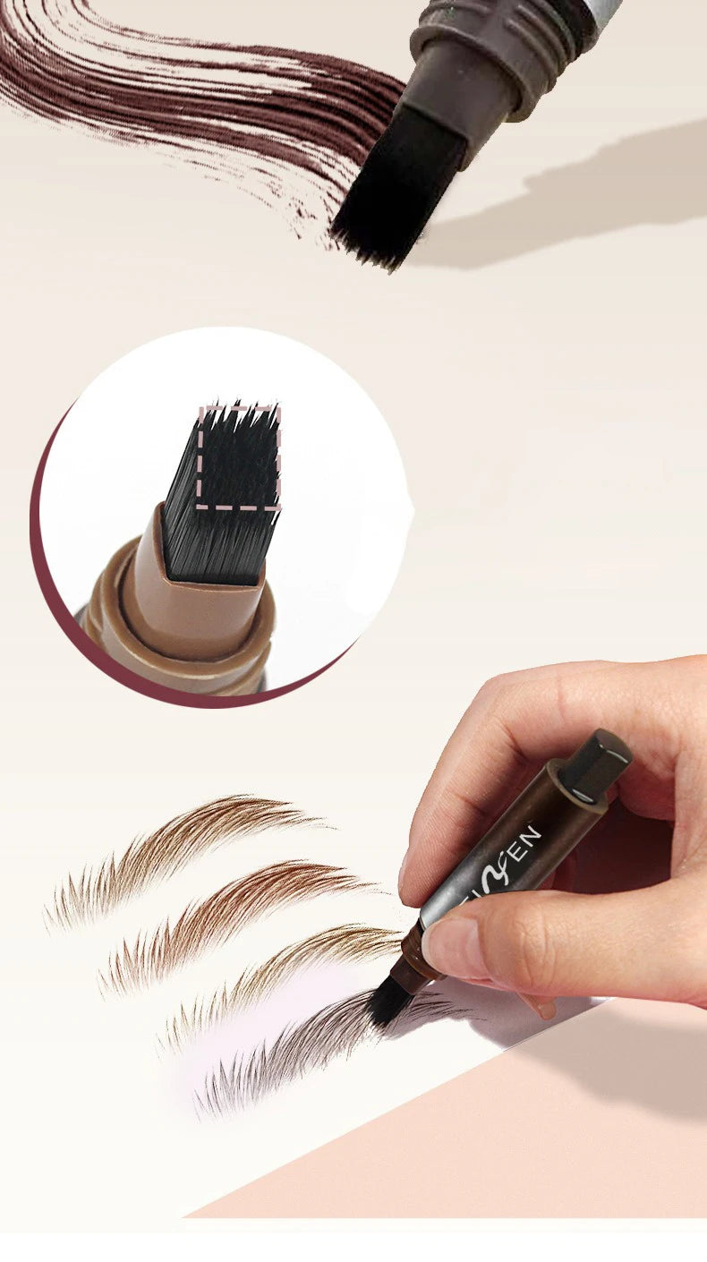 3D Dye Eyebrow Pencil Hairline Anti-smudge Waterproof Lasting Black Brown Brows Large Brush Natural Wild Eyebrow Enhancers Cream
