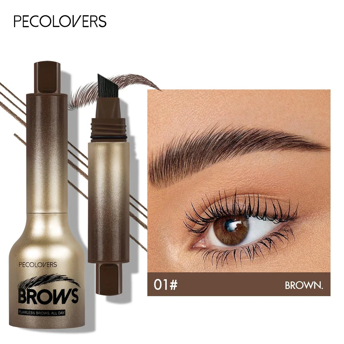 1PC Eyebrow Gel Pen with Angled Brush - Quick-Dry, Long-Lasting, Natural Shaping & Filling for All Skin Types, Waterproof