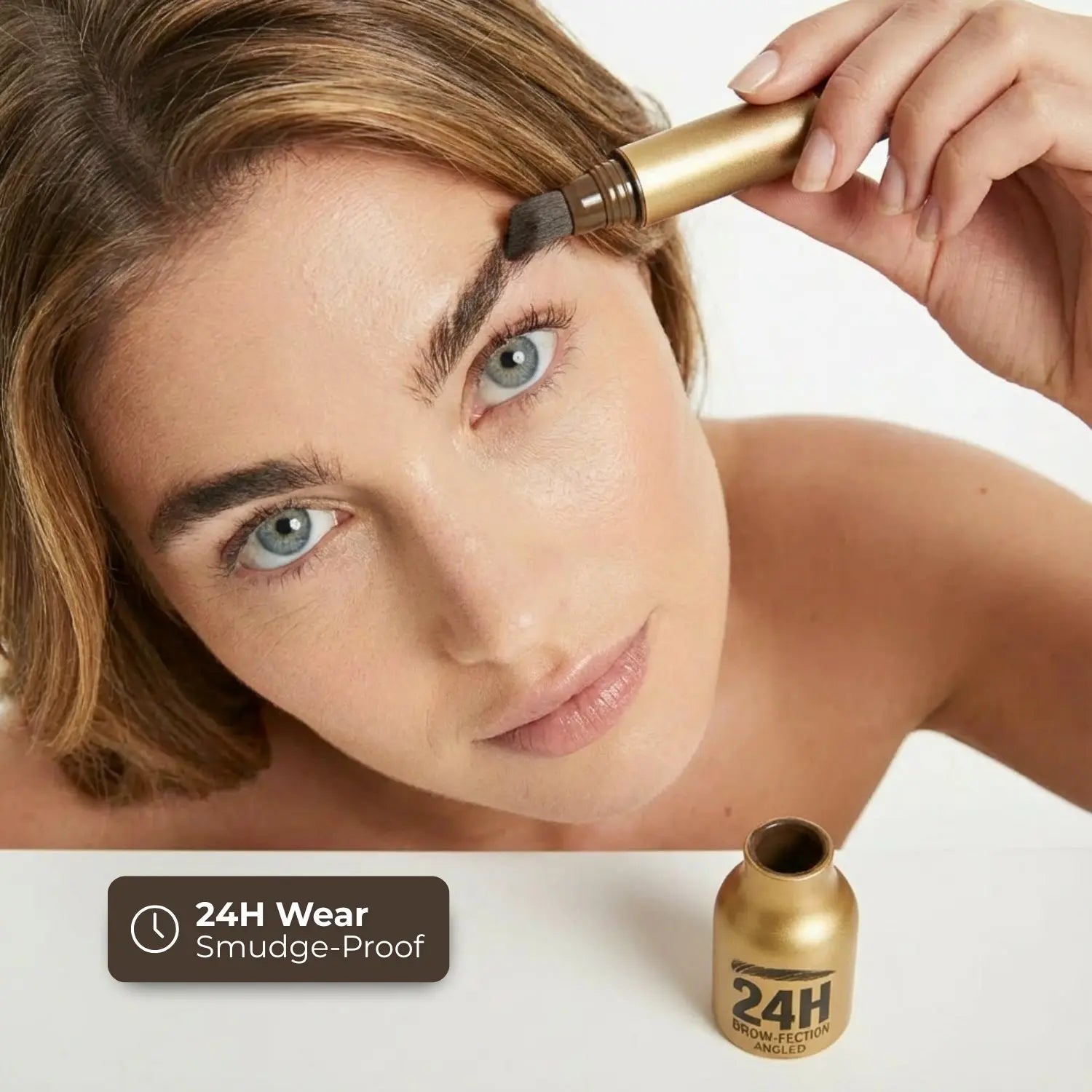 Woman with naturally full-looking brows after using Awaken™ Dual-Action Brow Wand