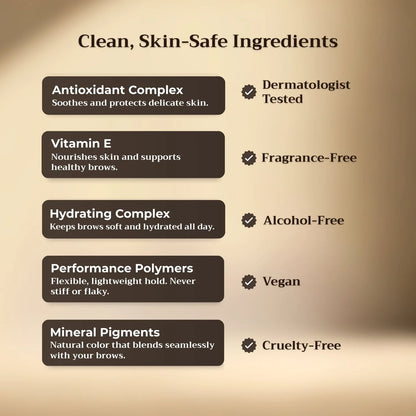 Awaken™ Brow Wand clean ingredients — Antioxidant Complex, Vitamin E, Hydrating Complex, dermatologist-tested fragrance-free vegan cruelty-free